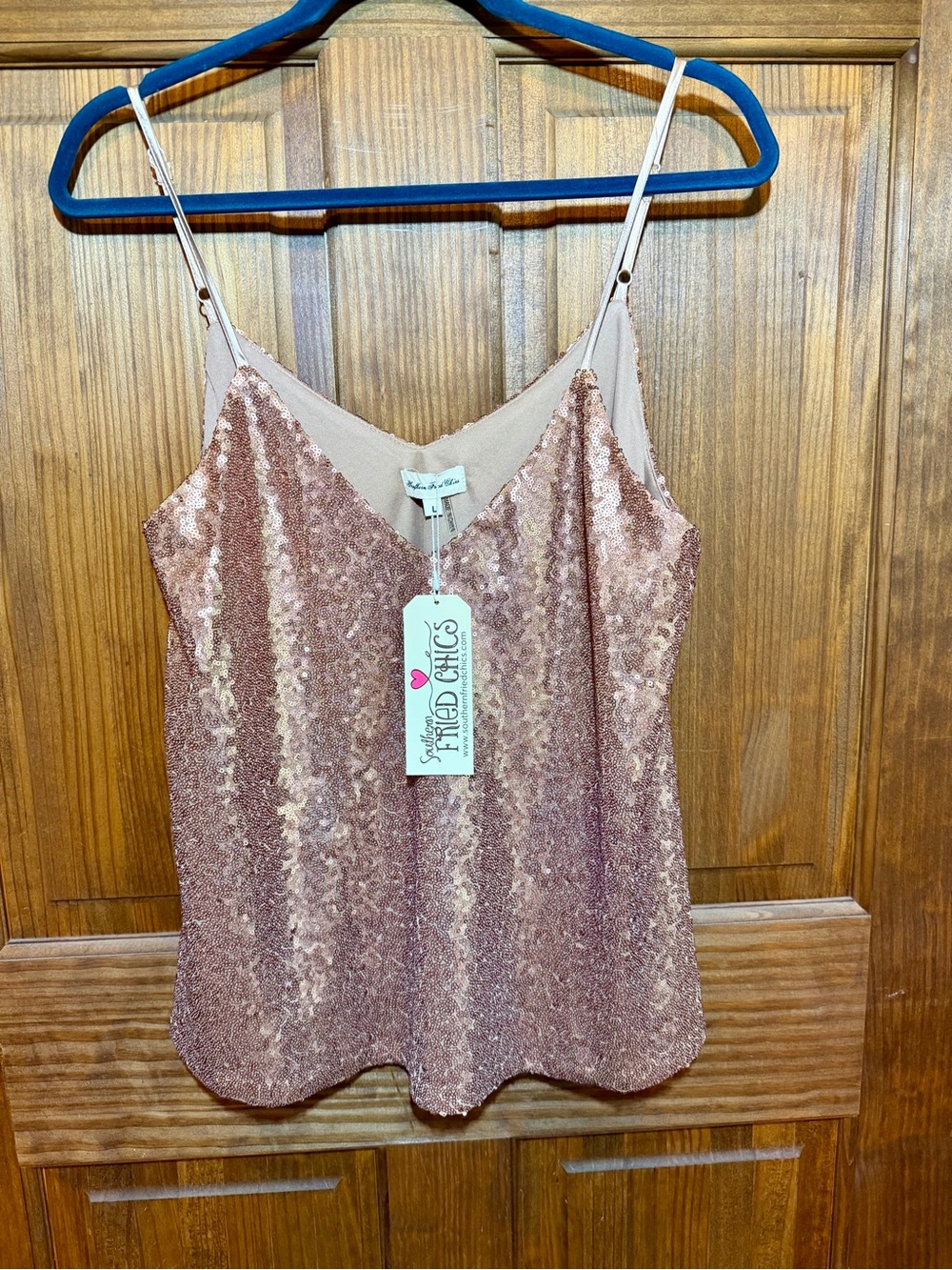 Sequin Cami Tank in Rose Gold